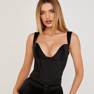 HOUSE OF CB 'Liberty' Black Satin Corset NWT